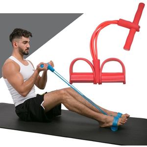 3 stuks multifunctionele vier-tube pedaal trekker pedaal elastisch touw sit-ups hulp buik fitness apparatuur (rood)