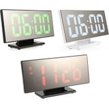 Multifunctionele groot scherm elektronische klok Mute LED mirror alarm clock (groen licht met wit frame)