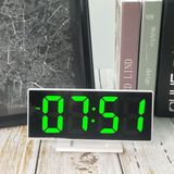Multifunctionele groot scherm elektronische klok Mute LED mirror alarm clock (groen licht met wit frame)