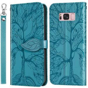 Voor Samsung Galaxy S8+ Life of Tree Embossing Pattern Horizontale Flip Lederen Case met Holder & Card Slot & Wallet & Photo Frame & Lanyard(Lake Blue)