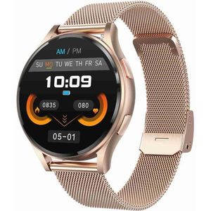 1 43 inch Milanese stalen band Bluetooth-oproep Smart Watch Ondersteuning ECG / niet-invasieve bloedsuikerspiegel (ros goud)