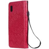 Gedrukt afdrukken zonnebloem patroon horizontale Flip PU lederen case voor Galaxy A10e  met houder & kaartsleuven & portemonnee & Lanyard (rood)