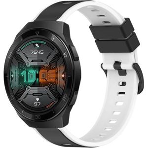 Voor Huawei Watch GT 2E 22 mm tweekleurige siliconen horlogeband (zwart + wit)