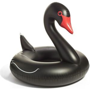 Swan vormige opblaasbare drijvende zwemmen veiligheid zwembad Ring  opgeblazen grootte: 120cm (zwart)