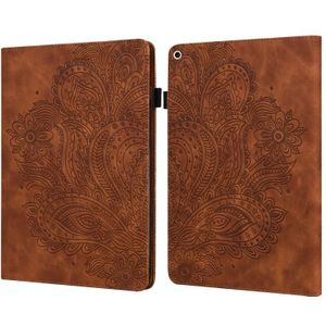 Peacock Embossed Pattern TPU + PU Horizontal Flip Leather Case with Holder & Card Slots & Wallet & Sleep / Wake-up Function For iPad 9.7 (2017) & (2018)(Brown) Peacock Embossed Pattern TPU + PU Horizontal Flip Leather Case with Holder & Card Slots &