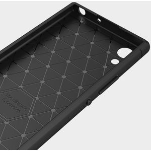 Sony Xperia XA1 schokbestendig Geborsteld koolstofvezel structuur TPU back cover Hoesje (zwart)