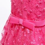 Meisjes onregelmatige geborduurde beaded Bow-knoop Tutu Mouwloze Jurk Show Dress  Passende hoogte:80cm (Magenta)