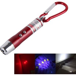 2 STUKS draagbare kleurrijke metalen schaal mini LED zaklamp zaklamp laserlicht sleutelhanger buiten voor wandelen klimmen geld detecteren