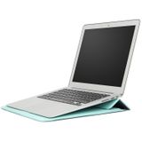 PU-leer Ultra-dunne envelope bag laptoptas voor MacBook Air / Pro 15 inch  met standfunctie (Mintgroen)