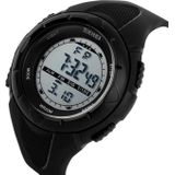 SKMEI 1074 multifunctionele vrouwelijke outdoor Fashion waterdichte grote wijzerplaat siliconen horlogeband polshorloge (zwart)