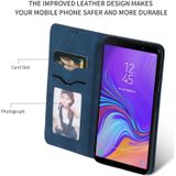 Retro huid voelen Business magnetische horizontale Flip lederen case voor Samsung Galaxy A7 2018 (marineblauw)