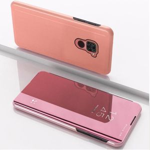 Voor Xiaomi Redmi Note9/Red 10X 5G Plated Mirror Horizontale Flip Lederen Case met houder (Rose Gold)