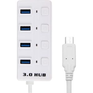 2 in 1 USB-C 3.1 / Type-C 4 poorten 10 GBPS HUB  Voor Tablet & mobiele telefoon & harde Diskwit