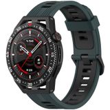 Voor Huawei Watch GT 3 SE 22 mm tweekleurige gestreepte siliconen horlogeband (olijfgroen zwart)