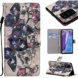 Voor Samsung Galaxy Note 20 3D Painting Horizontale Flip Lederen case met Holder & Card Slot & Lanyard(Black Butterflies)