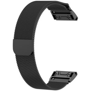 Voor Garmin Fenix 6 Milanese Strap Watchband(Zwart)