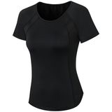 Strakke ronde hals Sports korte mouw T-shirt voor dames (kleur: zwart Maat: M)