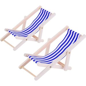 2 stks 1:12 Beach lounge stoel Simulatie Model Outdoor Beach Scene Shooting Props kan worden gevouwen (Royal Blue)