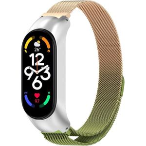 Voor Xiaomi Mi Band 7/7NFC Milan metalen roestvrijstalen horlogeband (retro goud + groen)