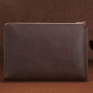 Universele echt leren 13.3 inch Business Laptoptas Sleeve met zijvak voor MacBook  iPad Pro 12.9 inch  Samsung  Lenovo  Sony  Dell  Chuwi  Asus  HP (koffie kleur)