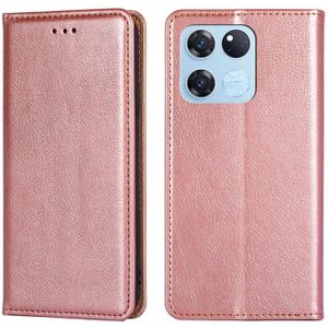 Voor OnePlus Ace Racing Gloss Oil Solid Color Magnetic Leather Phone Case (Rose Gold)