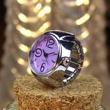 2st L04 2018 Dial Quartz analoog horloge Creative staal Cool elastische Quartz vinger Ring horloge mannen Women(Purple)