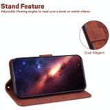 Voor Asus Zenfone 9 Geometrische Relif Flip Lederen Telefoon Case (Bruin)