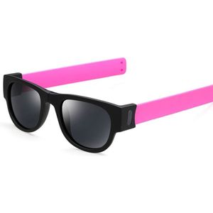 Nieuwe mode Crimp opklapbare spiegel knalt gepolariseerde zonnebril Casual UV400 bescherming bril voor mannen / Women(Pink)