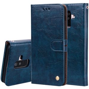 Business stijl olie Wax textuur horizontale Flip lederen case voor Galaxy A6 plus (2018)  met houder & kaartsleuven & portemonnee (blauw)