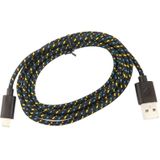Geweven Nylon stijl USB Data Transfer / laad Kabel voor iPhone 6 / 6S & 6 Plus / 6S Plus / iPhone 5 & 5S & 5C, Lengte: 3 meter (zwart)