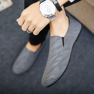 Man casual canvas schoenen een-legged lui doek schoenen  maat: 44 (grijze donkere textuur)