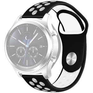 Voor Samsung Gear S4 Active 22mm Siliconen Vervangende Band Watchband (Zwart Wit)