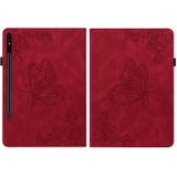 For Samsung Galaxy Tab S7 11 inch T870/SM-T875 Butterfly Flower Embossed Leather Tablet Case(Red)