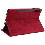 For Samsung Galaxy Tab S7 11 inch T870/SM-T875 Butterfly Flower Embossed Leather Tablet Case(Red)