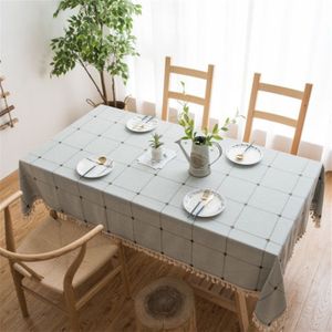 Vierkant rooster geborduurd tafelkleed Pure Color Katoen linnen Kwast rechthoekige salontafelmat  grootte: 60x60cm(Koffie)