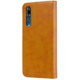 Business stijl olie Wax textuur horizontale Flip lederen case voor Huawei P30  met houder & kaartsleuven & portemonnee (bruin)