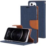 GOOSPERY CANVAS DIARY Canvas Texture Horizontal Flip PU Leather Case with Holder & Card Slots & Wallet For iPhone 13 Pro Max(Navy Blue)