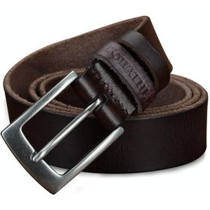 Cowather XF018 Mannen Casual Business Pin Gesp Cowhide Riem  Lengte: 110cm (Koffiekleur)