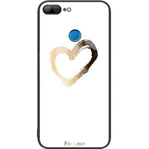 Voor Honor 9 Lite kleurrijk geschilderd glas telefoonhoesje (Golden Love)