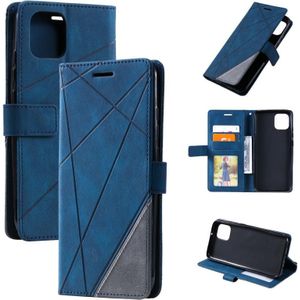 For Samsung Galaxy A03 164mm Skin Feel Splicing Leather Phone Case(Blue)