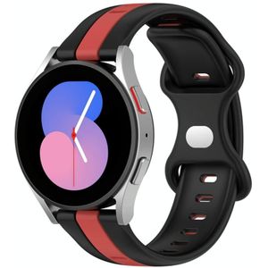 Voor Coros Apex 46 mm / Apex Pro / Ticwatch Pro 3 22 mm vlindergesp tweekleurige siliconen horlogeband (zwart + rood)