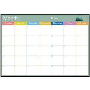 Magnetische maandelijkse planner koelkast magneet PET magnetische zachte whiteboard  grootte: 29 7 cm x 42cm (Zwart)