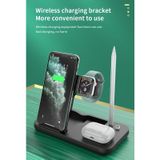 0W01 4 in 1 Multifunctionele opvouwbare Fast Charging Wireless Charger Stand voor iPhone & Apple Pencil & Iwatch & Airpods (White)