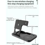 0W01 4 in 1 Multifunctionele opvouwbare Fast Charging Wireless Charger Stand voor iPhone & Apple Pencil & Iwatch & Airpods (White)