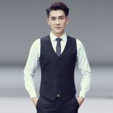 Mannen Vest Slim Koreaanse werkkleding Pak Vest Groomsmen Professional Wear Men Vest  Maat: S (Navy blue)