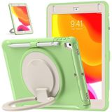 Shocproof siliconen + pc beschermhoes met 360 graden rotatie opvouwbare handvat grip houder & pen slot voor ipad 9.7 2018/2017 (Matcha groen)