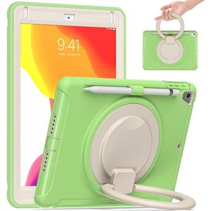 Shocproof siliconen + pc beschermhoes met 360 graden rotatie opvouwbare handvat grip houder & pen slot voor ipad 9.7 2018/2017 (Matcha groen)