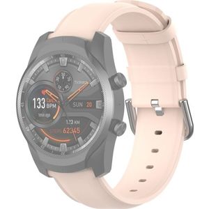 Voor Ticwatch Pro 2020 22mm lederen band met ronde staart gesp (Lichtroze)