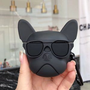 Mooie puppy draadloze koptelefoon schokbestendige siliconen beschermhoes voor Apple AirPods Pro 3 (zwart)