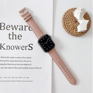 Voor Apple Watch 5 & 4 44mm / 3 & 2 & 1 42mm V Tail Style Stitching Leather Watch Polsbandje(roze)